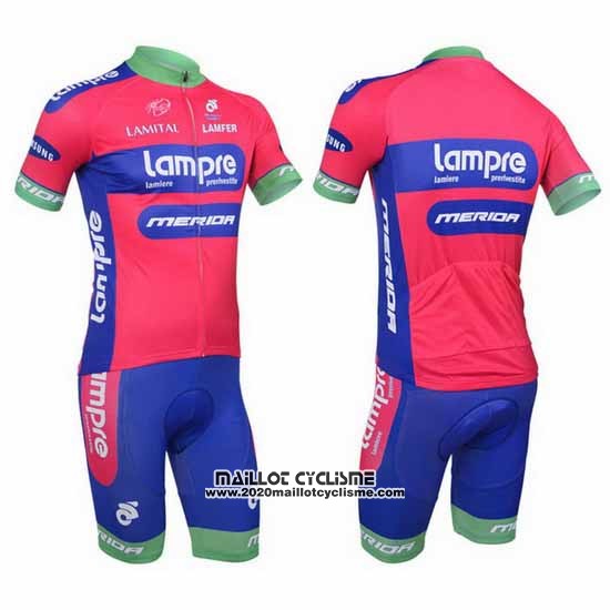 2013 Maillot Ciclismo Lampre Merida Rose et Azur Manches Courtes et Cuissard